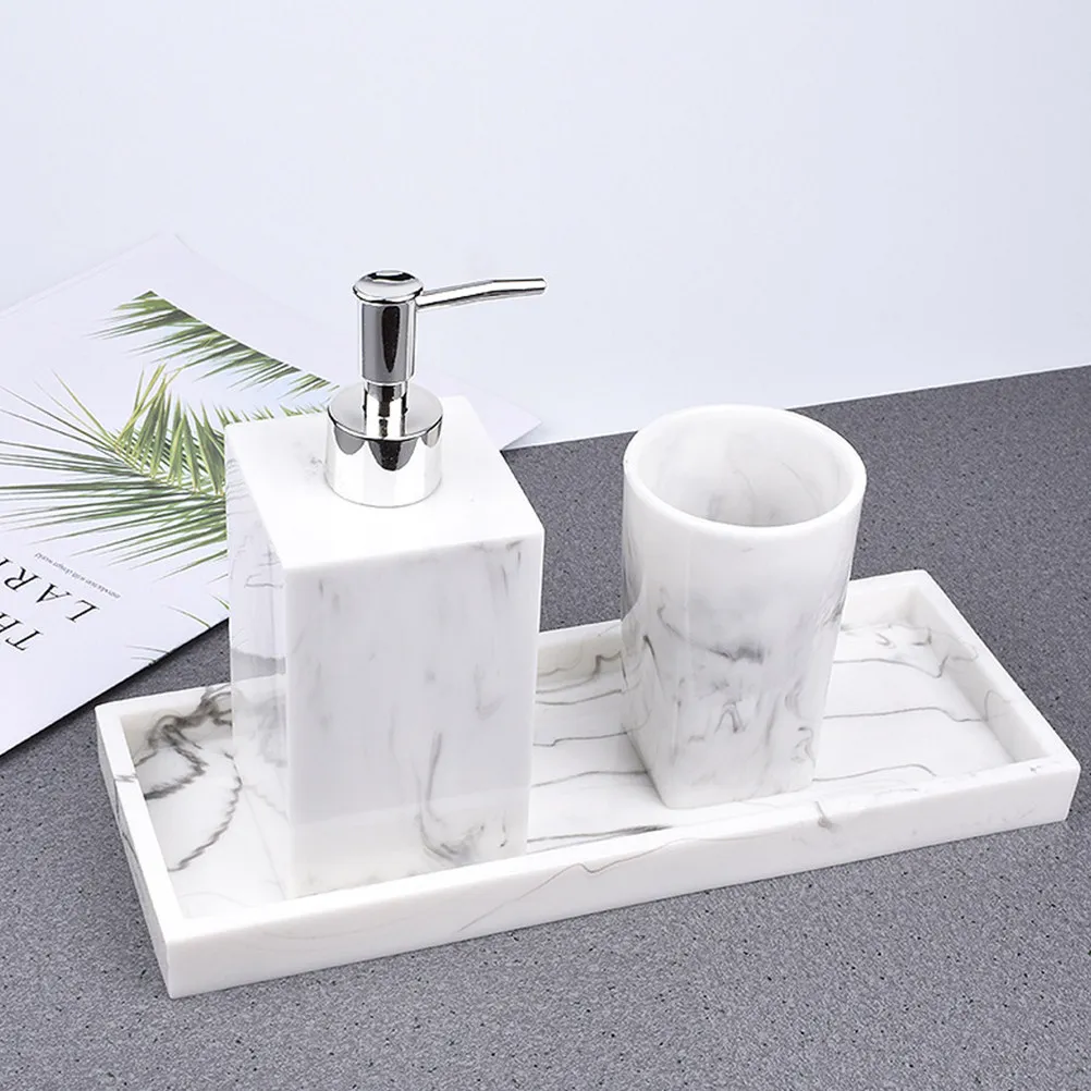 

Набор из 1 предмета: Диспенсер для мыла из смолы с эффектом мрамора и поддоном, с чашками, органайзер для раковины, современное решение для хранения в доме