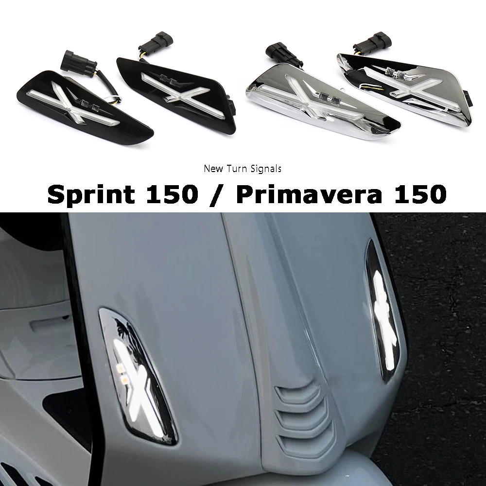 For Vespa Sprint 125 150 Primavera 150 PRIMAVERA 125 Motorcycle Accessories LED Turn Signal Indicator Light Black/Chrome Flasher