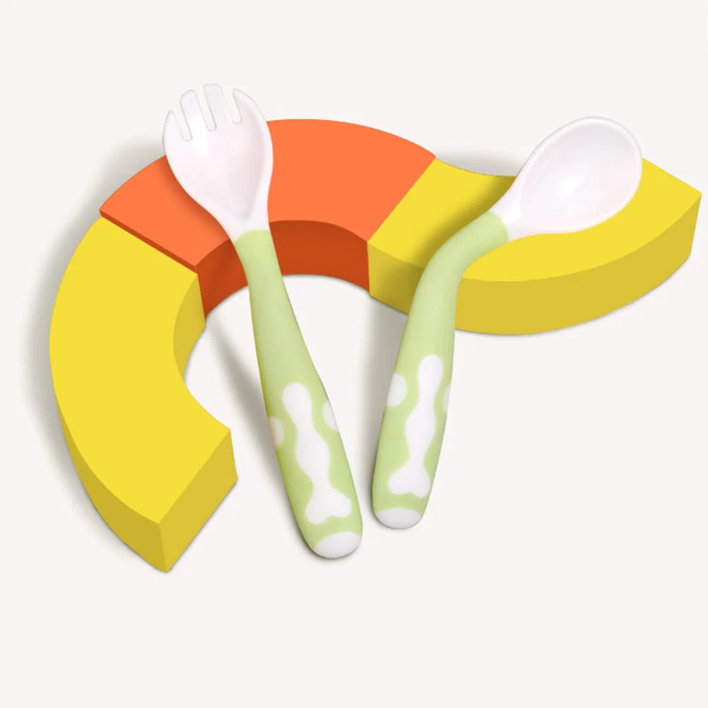 

1Set Spoon Fork 360 Degree Bent Feeding Set Durable PP Material -Feeding Utensils Spoon and Fork