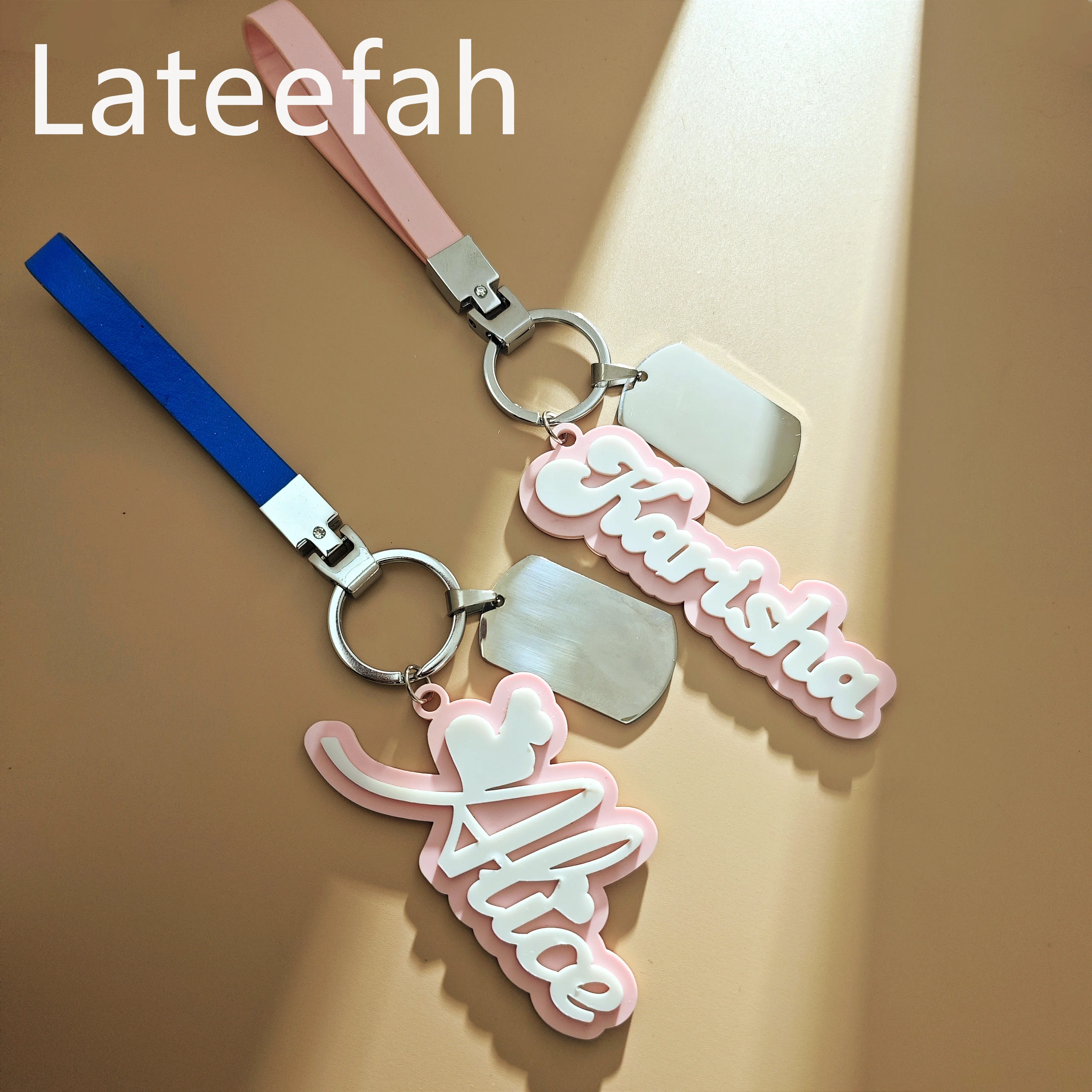 

Lateefah Stainless Steel Personalized DIY Engraving Name Keychain Pendant Acrylic Customized Name Tag Accessories