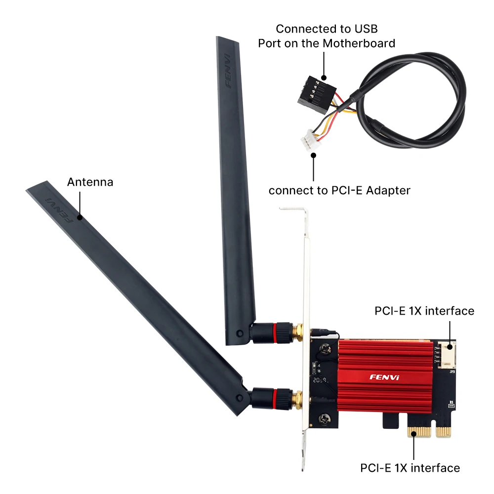 FENVI WiFi 5 AC1200 PCIE WiFi adaptador Bluetooth 4,0 802.11AC tarjeta de red inalámbrica de doble banda 2,4G/5GHz escritorio para Win 7/10/11