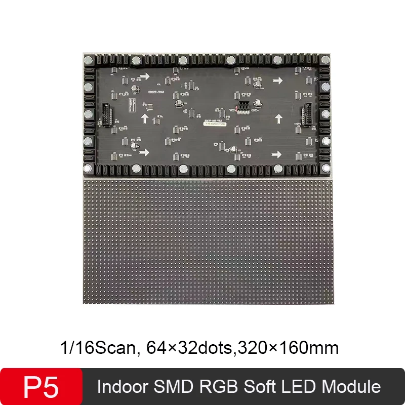 

P5 Flexible Soft Indoor RGB Module 320*160mm 1/16Scan 3-in-1 LED Advertisement Display Modulev64*32dot Full Color LED Panel