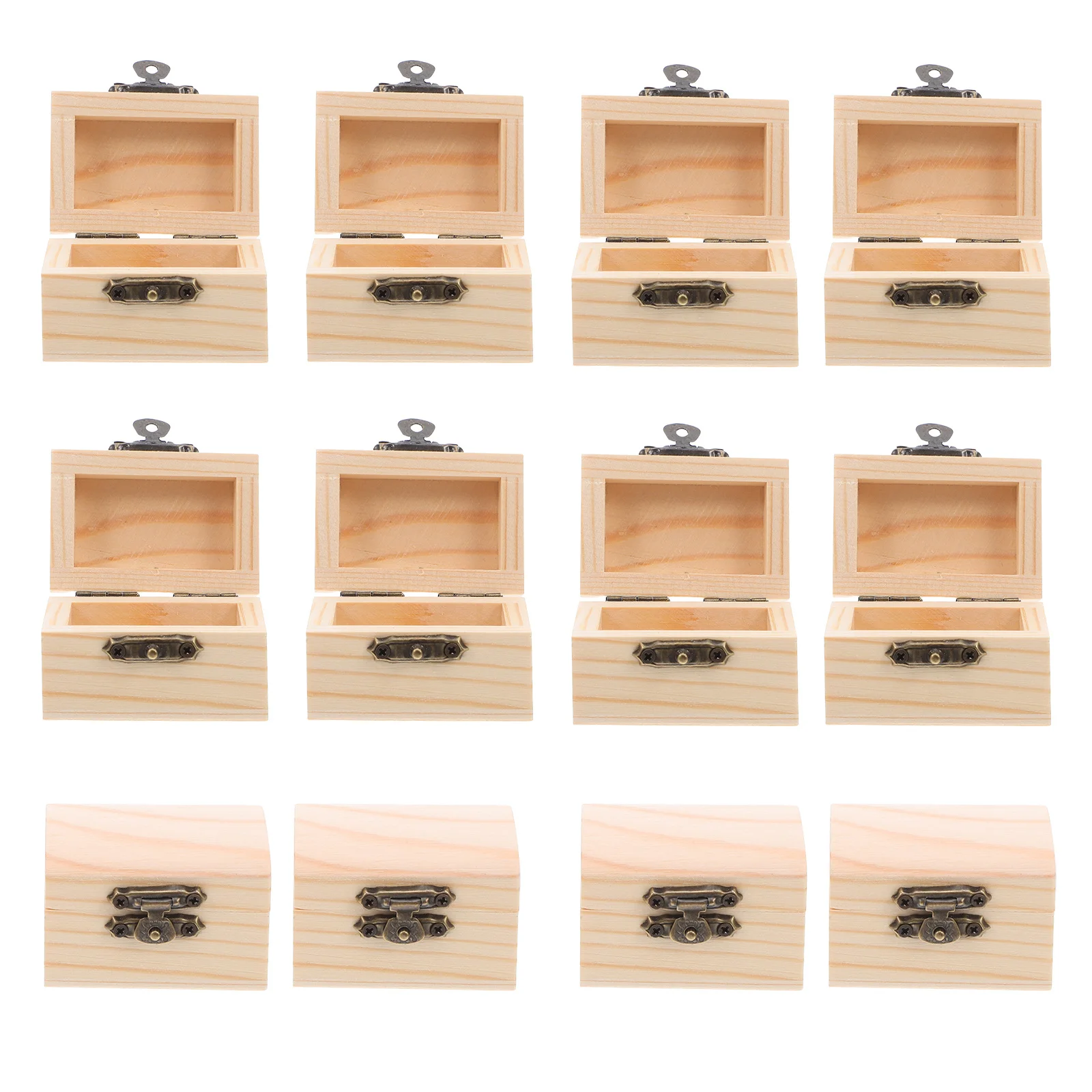 

12Pcs Mini Pine Wood Chest Unfinished Box Hinged Lid Locking Clasp DIY Paint Decor Treasure Storage Craft Box Decor Wood Chest