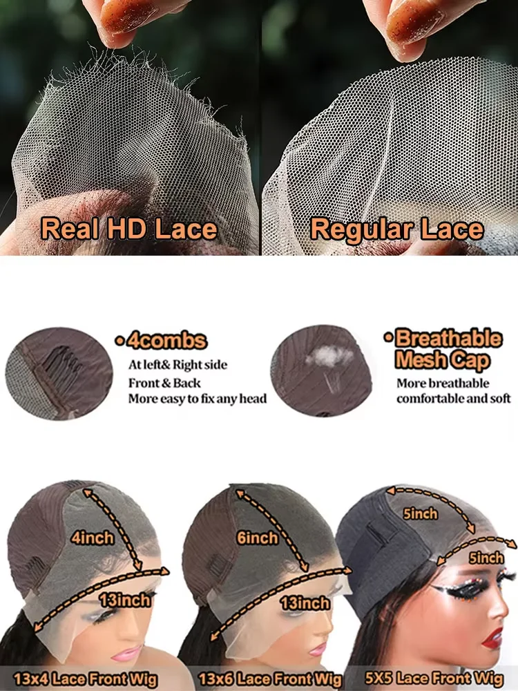 40 46 بوصة شعر بشري مجعد شعر مستعار موجة عميقة 13x6 Hd الدانتيل الجبهة 100% خصلات الشعر المستعار الإنسان للنساء السود الدانتيل أمامي شعر مستعار قبل قطعها #5