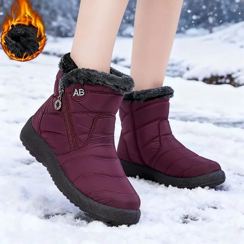 

Женская зимняя обувь. Хлопковые сапоги. Сапоги на молнии на низком каблуке. Снежная обувь. Сплошной цвет. Сохраняющие тепло. Хлопковые сапоги до середины икры.