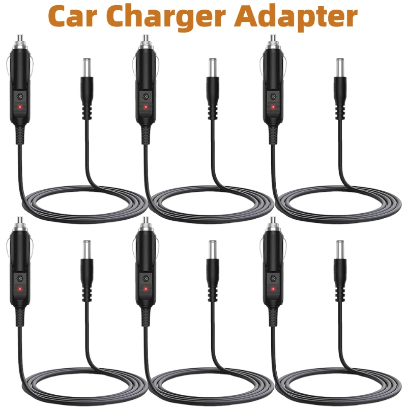 6pcs 12V Car Charger Adapter Car Cigarette Lighter Male Plug to DC Connector Power Cable for Walkie Talkie