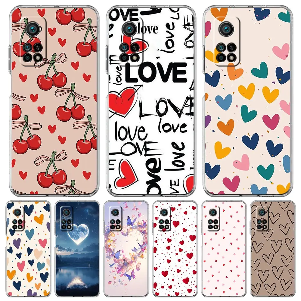 حافظة لهاتف شاومي 14 15 13 14T 13T 12T 11T Pro 12 11 Lite Poco X7 X6 X5 X3 NFC F7 F6 غطاء شفاف ناعم قلب الحب