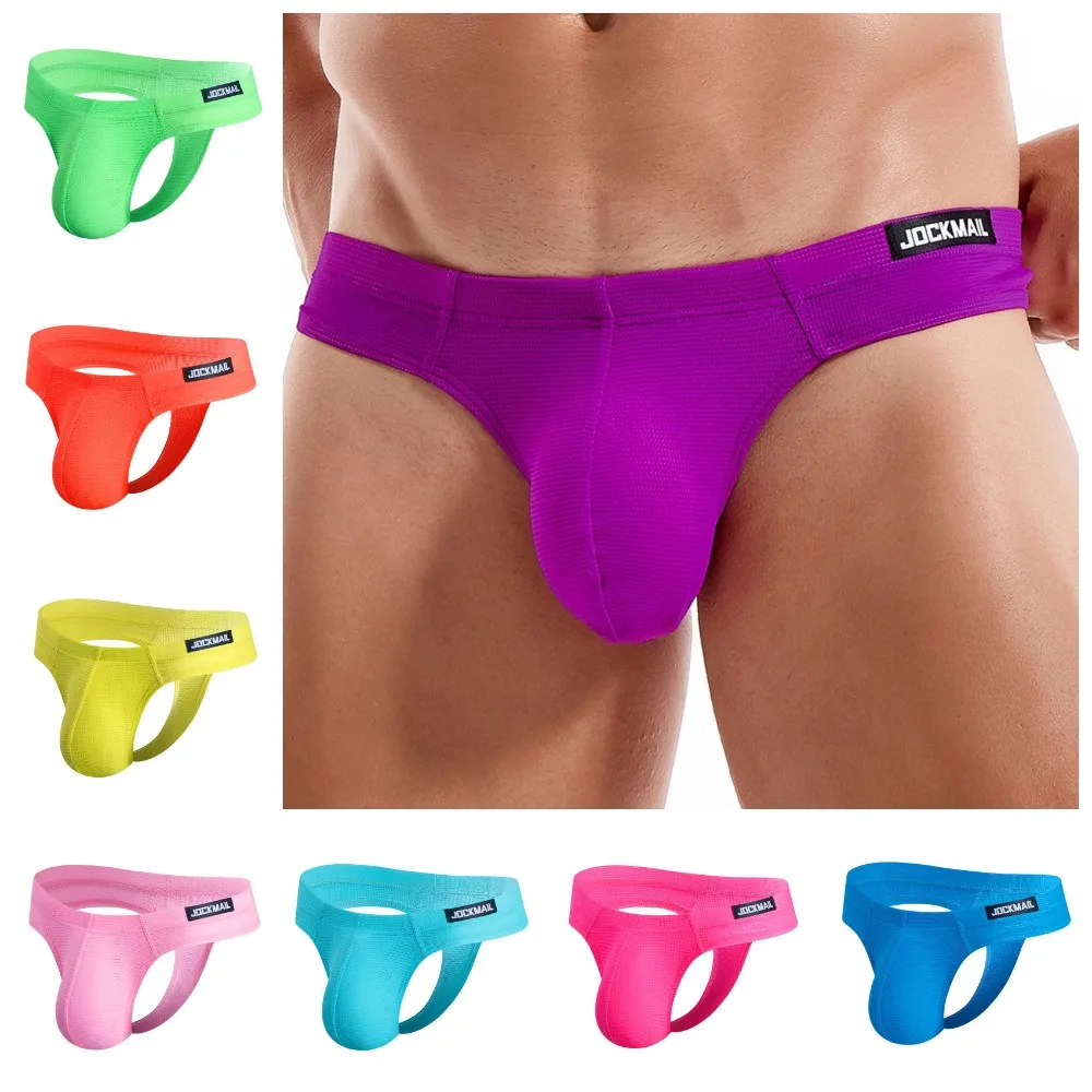 

Jockmail Men Thong Mesh Bikini Panties Sexy Lingerie Man Convex Pouch Gay Underwear G String Cuecas Sexy 9 Colour Jockstrsps