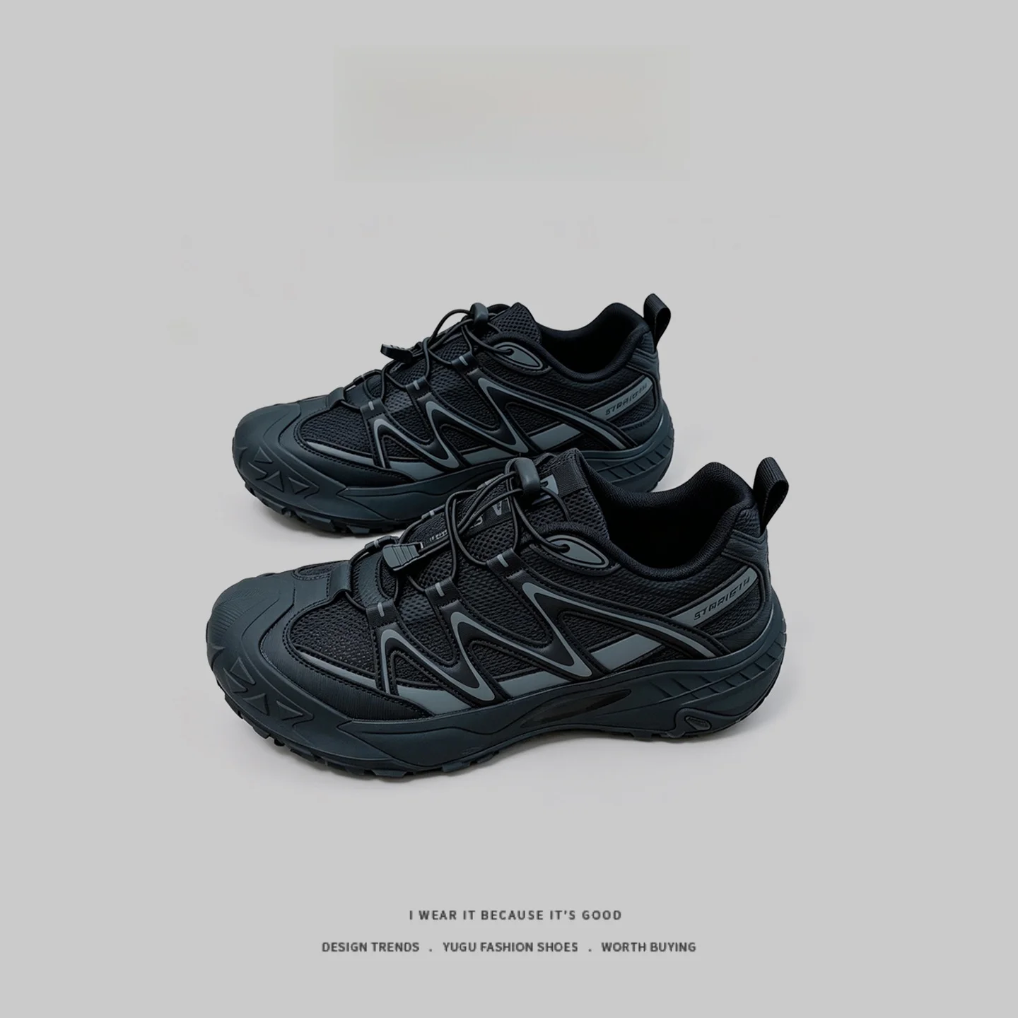 

Men's Summer Breathable Mesh Sporty Casual Shoes Thick Bottom Lightweight Anti-slip Mountain Running Shoes Low Top round Toe