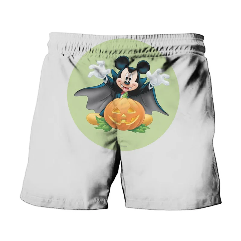 Disney Brand Cute Stitch And Mickey Minnie Summer Men\'s Swimwear Beach Shorts Halloween Collection Fashion Casual Kids Shorts