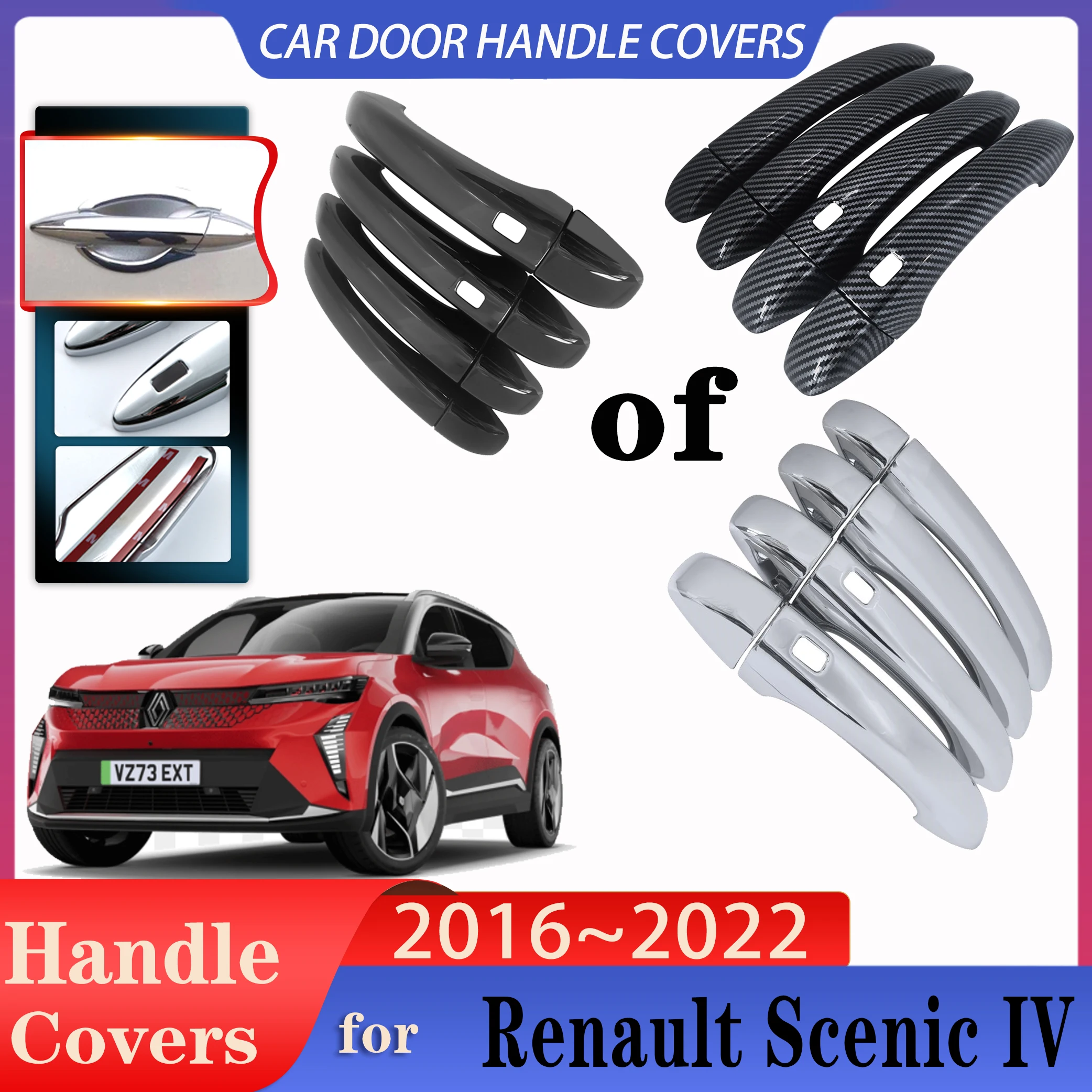 

Car Door Handle Covers For Renault Scenic 4 IV MK4 2016~2022 Car Door Handle Cover Exterior Scratch Protective Decor Accessories