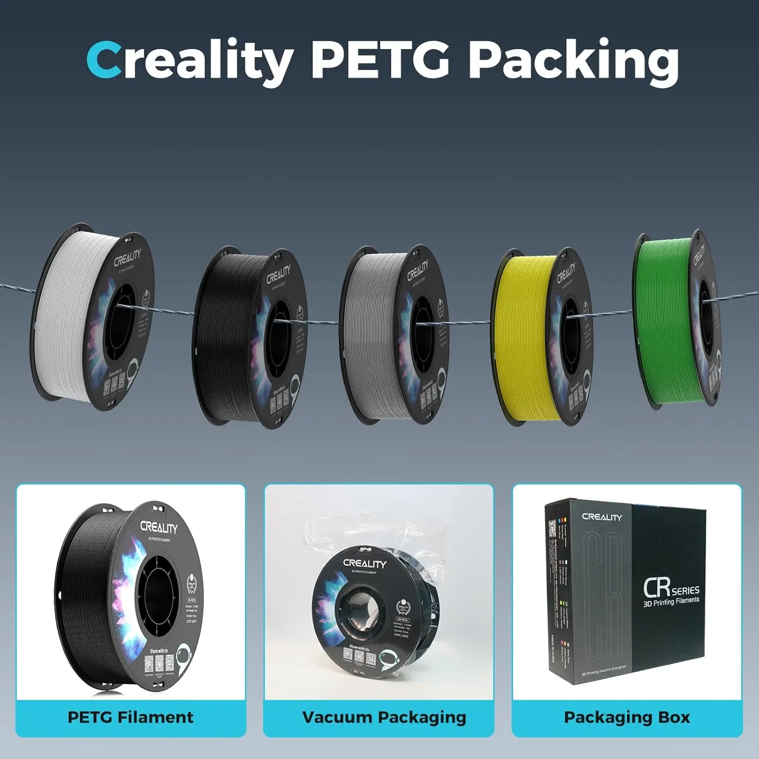 Filament Creality CR-PETG 1.75 mm, doskonała wytrzymałość, bezwonna, nietoksyczna, odporna na wilgoć, 1KG filament do drukarki 3D — zdjęcie produktu 4