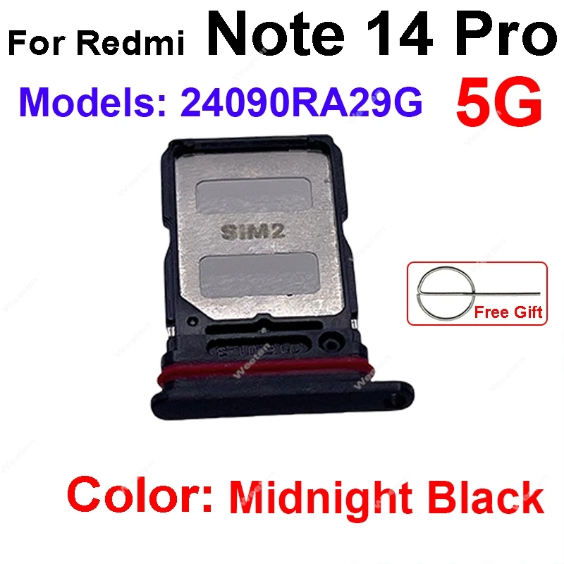 Sim Card Tray Adapter For Xiaomi Redmi Note 14  Note 14 Pro 4G 5G Note 14 Pro+ Plus SIM Card Holder Card Reader Connector Parts  image 3