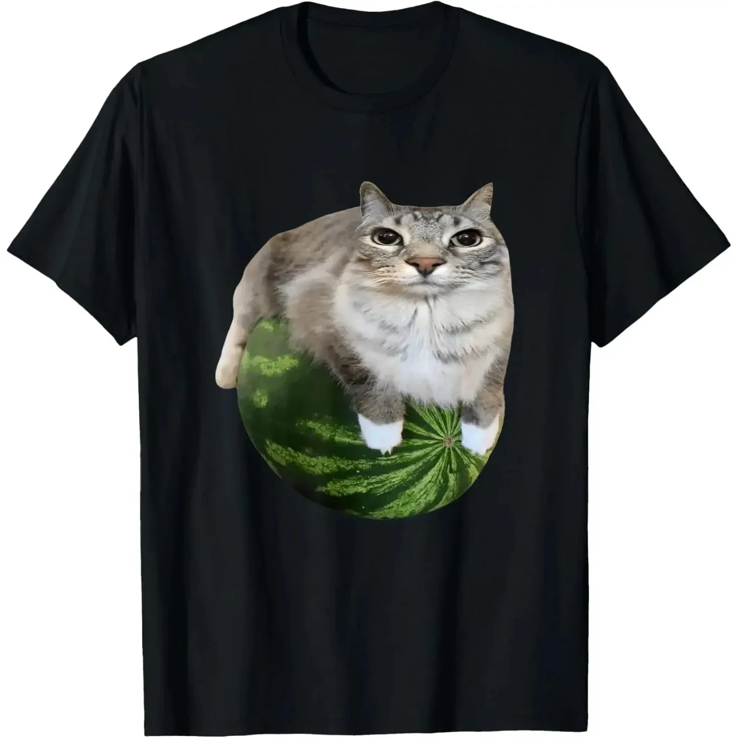 90er Jahre Y2k Watermelon Cat Silly Cat Meme T-Shirt Ein urkomisches Watermelon Print Shirt ist ein stilvolles Top-T-Shirt für Damen – Detail 3