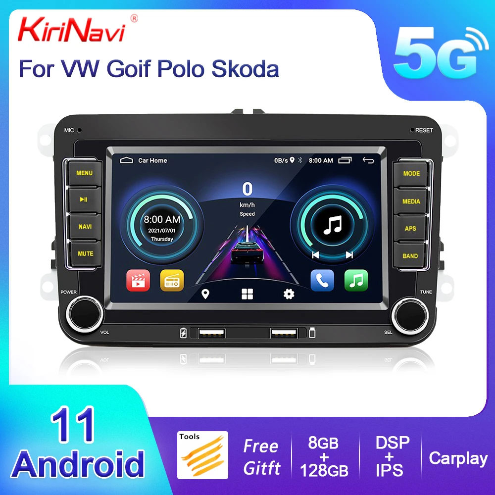 

KiriNavi 2 Din Android Car Radio Stereo Carplay GPS Wifi DSP For VW Goif 5 6 Skoda Touran Tiguan Jetta Polo Passat b6 b7 Caddy