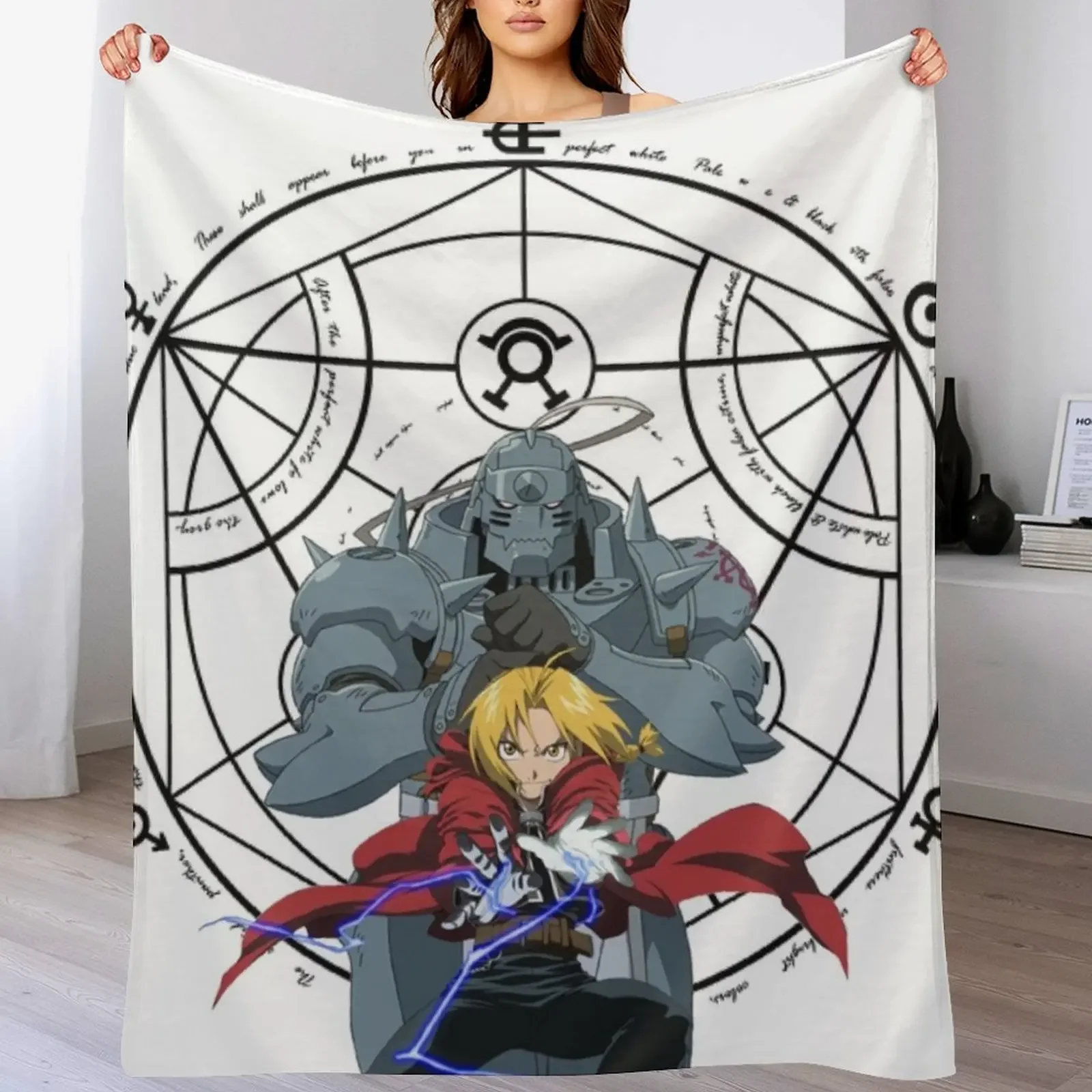 

Full Metal Alchemist - Edward and Alphonse Throw Blanket Travel Custom Softest Nap Blankets