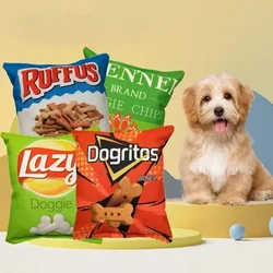 Bolsa de patatas fritas, divertidos juguetes para perros, juguete de comida chirriante de felpa para perros pequeños y medianos, juguetes interactivos para masticar chirriantes para cachorros