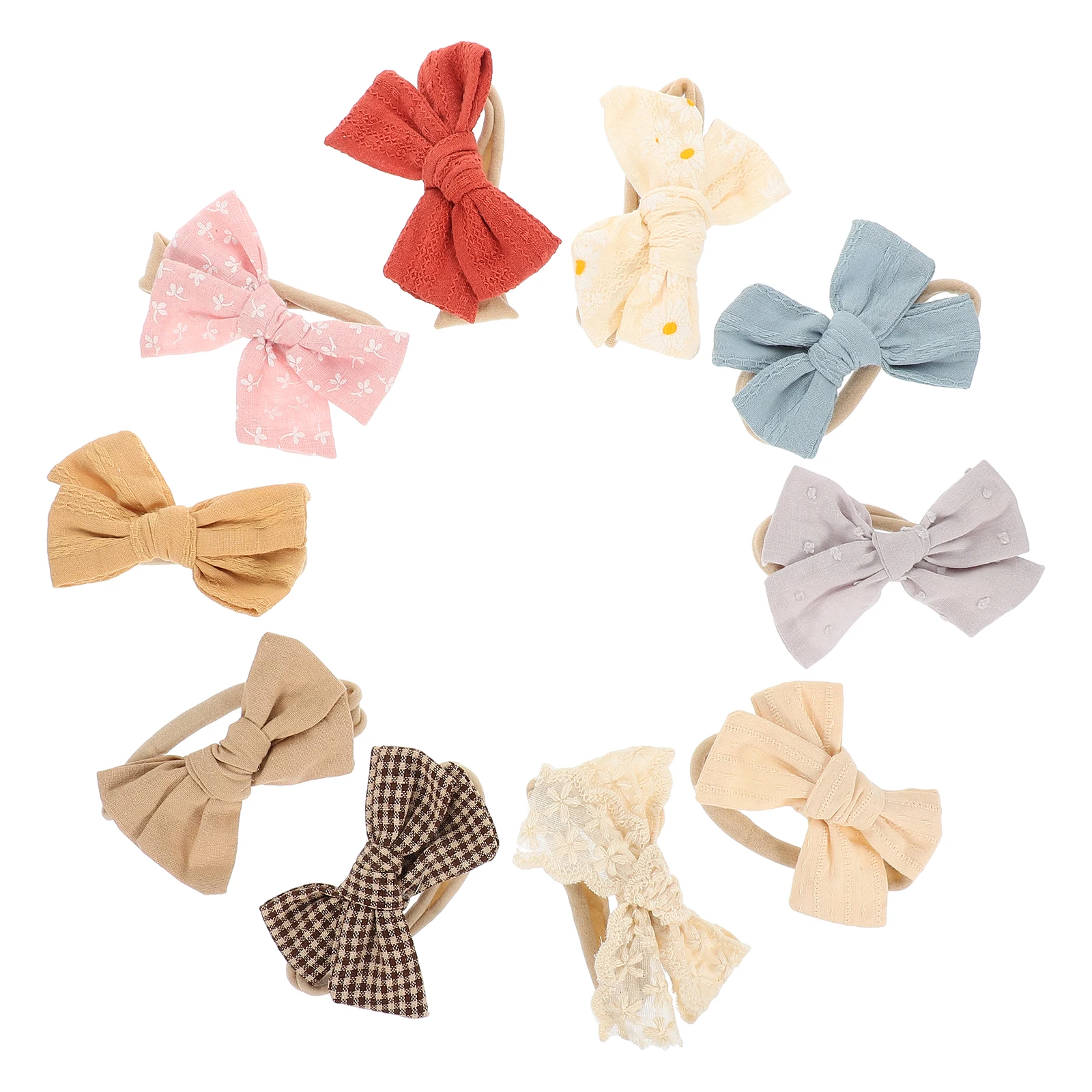 

10pcs Headb Bowknot Hairb Pure Cotton Cheese Cloth Girls Infant Newborn Toddler Hair Accessories Hair Bow