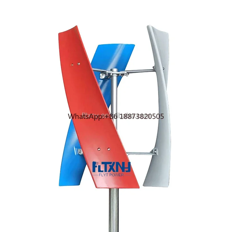 

China Factory 1000w 800w 500w Wind Vertical Turbine Generator Alternative Free Energy Windmill 12V 24V MPPT Controller