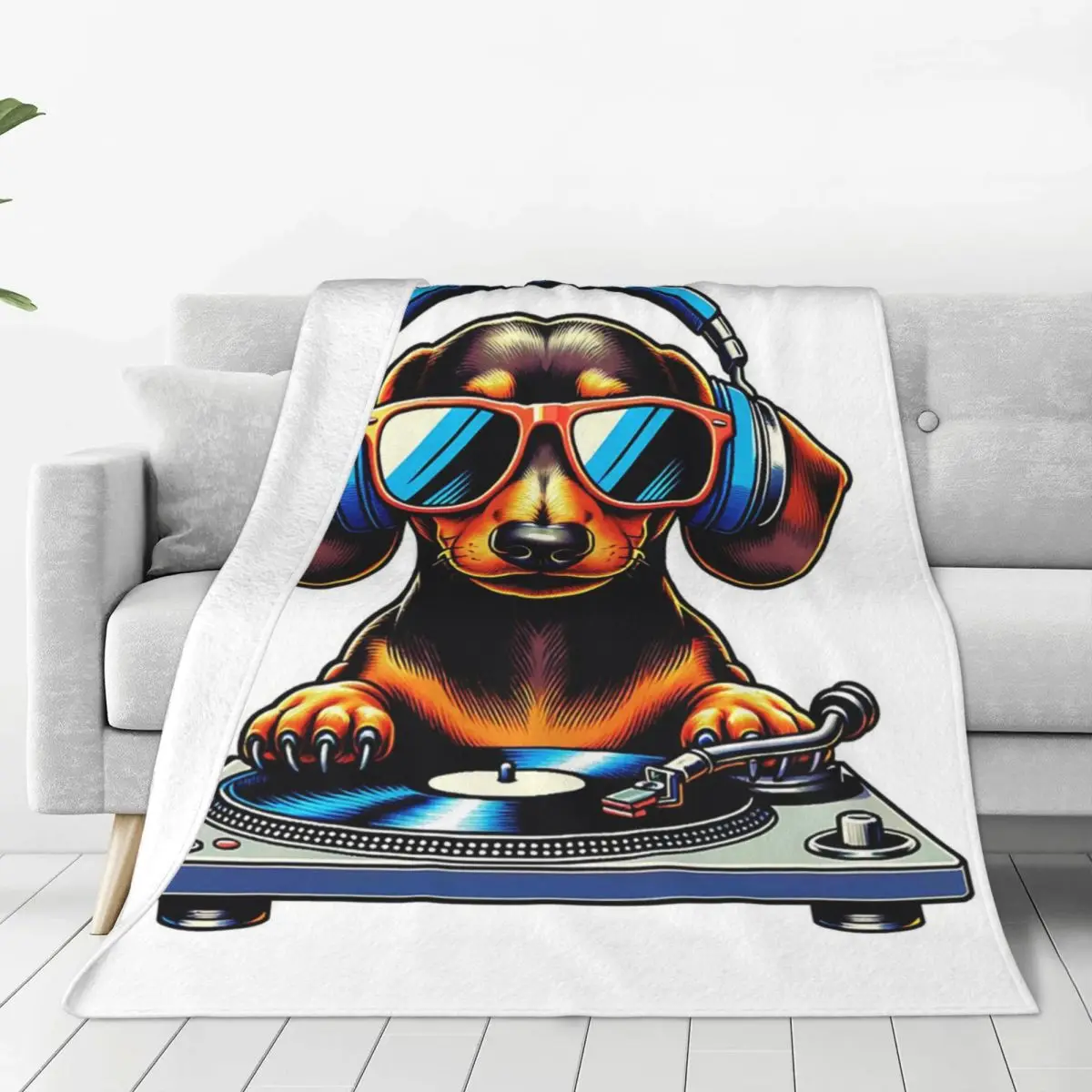 DJ Dachshund Dog Blanket Fleece Super Soft Sofa Throw Blankets For Couch Bedding Outdoor Throws Bedspread Quilt