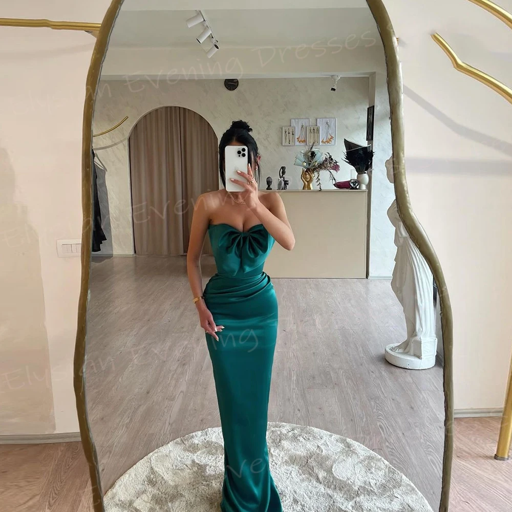 Simple Classic Green Women's Mermaid Generous Evening Dresses Sexy Strapless Sleeveless Prom Gowns Formal Party Vestido De Noche