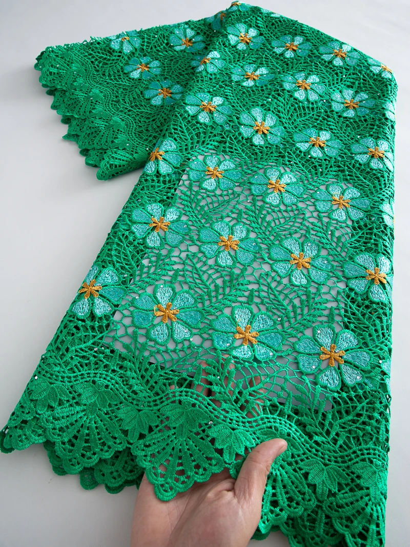 2026 High Quality African Water Soluble Lace Fabric Nigerian Stones Guipure Cord Lace for Women Wedding Dresses Sew,5Yards 4676