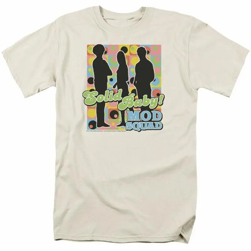 

The Mod Squad Solid Pattern T Shirt Mens Licensed Classic TV Show Cream
