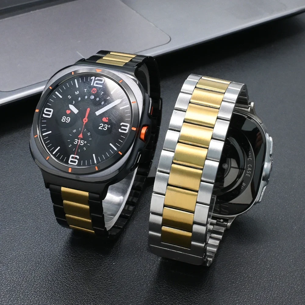 Gelang Stainless mewah magnetik, gelang Stainless mewah magnetik, untuk Samsung Galaxy Watch Ultra7 47mm, gelang bisnis pria untuk SAMSUNG ULTRA 7 47MM, tali tanpa celah