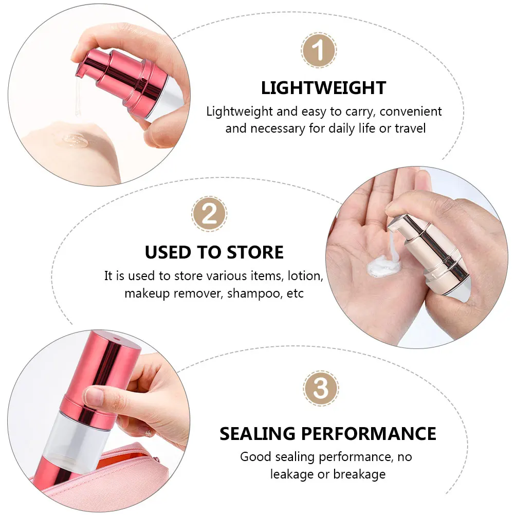 

6pcs 15Ml Empty Bottles Travel Lotion Container Leakproof Lightweight Subpackaging Emulsion Dispenser For Shampoo