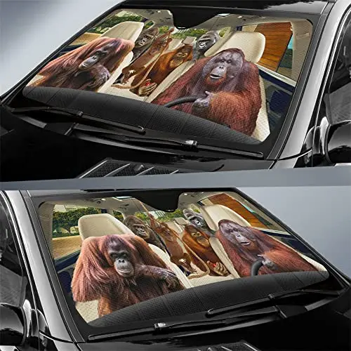 Orangotango engraçado Auto Sun Shade, Pára-brisa do carro, Tampa da janela, Pára-brisa do carro do macaco, Sun Shade, Vento dianteiro animal