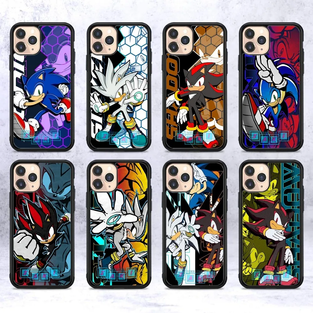 Anime Cartoon S-Sonics H-Hedgehogs Phone Case Silicone PC+TPU For For IPhone 11 12 13 14 15 16 Plus Pro Max Cover