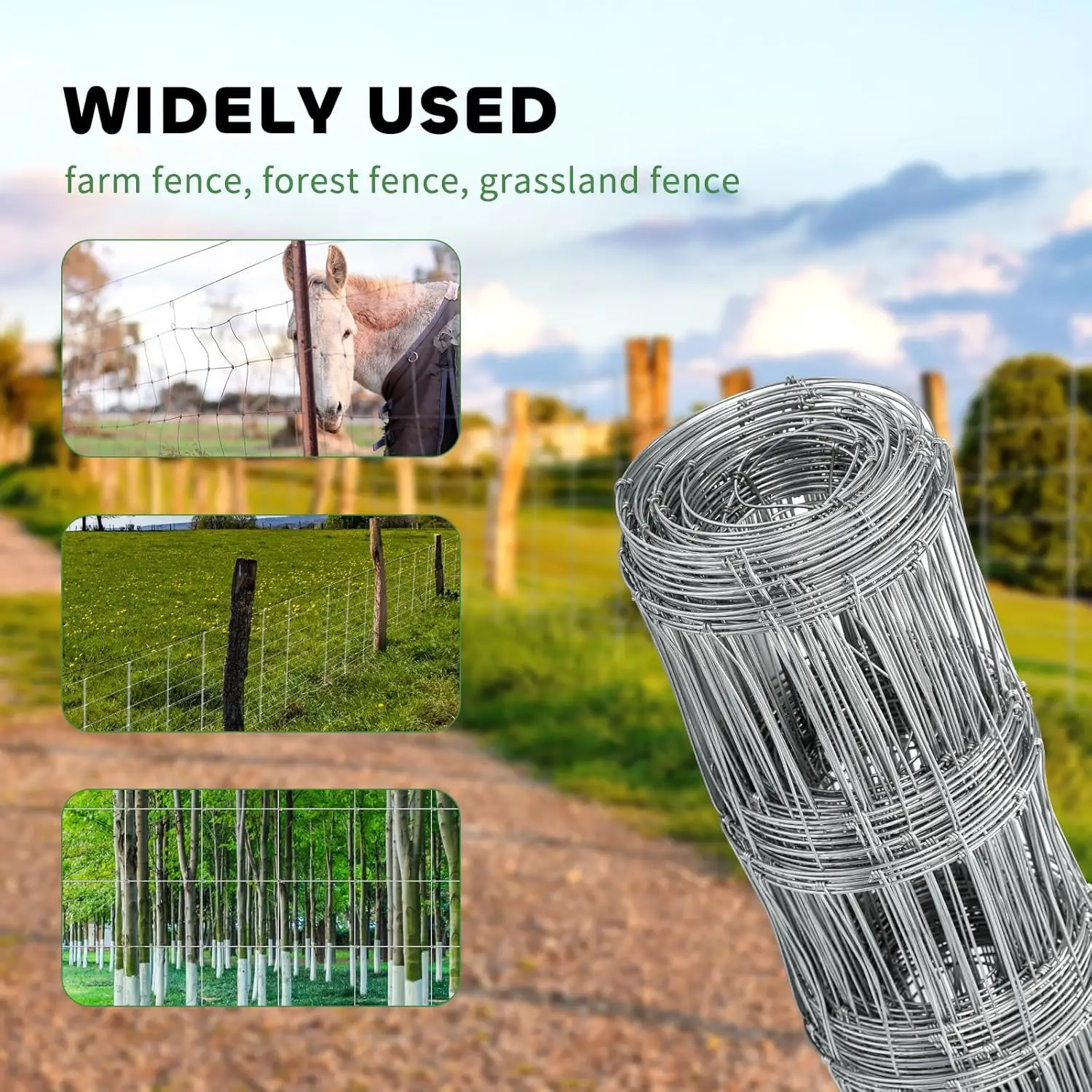 ألواح الماشية شديدة التحمل بـ 12 مقاسًا، سياج فولاذي مجلفن بطول 4 أقدام × 100 قدم لحماية المزرعة والحديقة