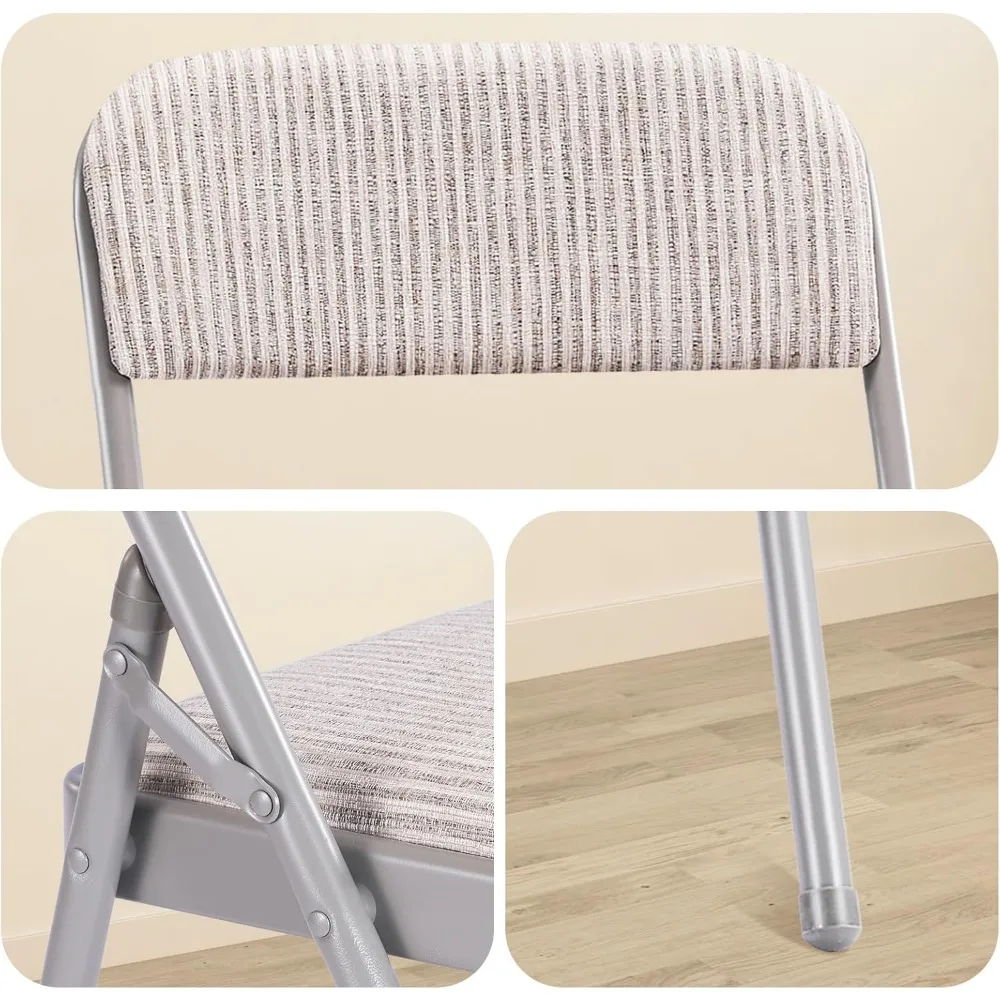 Commercial Grade Folding Chairs with PU Cushion and Back, Comfortable Padded Metal Chairs for Home Use