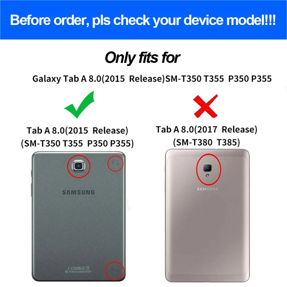 Case for Samsung Galaxy Tab A 8.0 (SM-T350/T355/P350/P355), Tri-fold Flip Durable Leather Portable Protective Sleeve