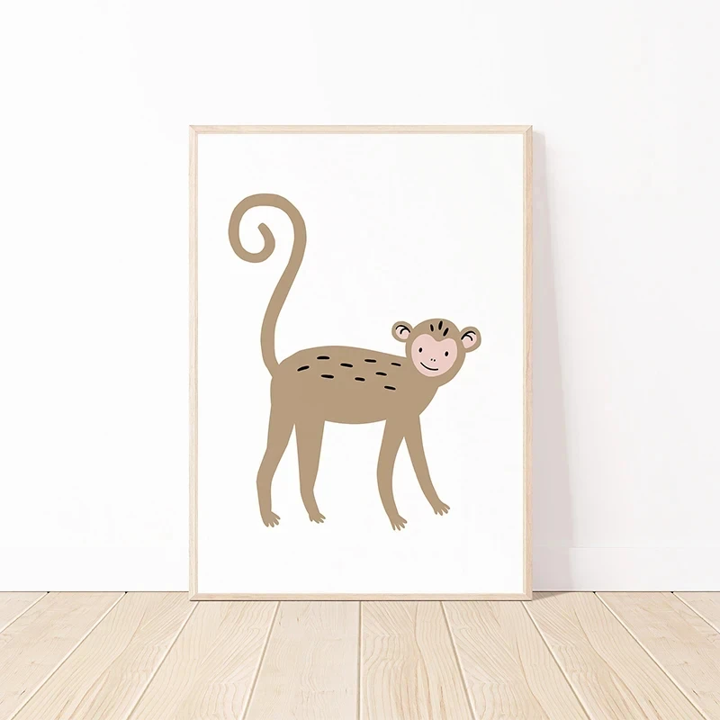 Cute Cartoon Animals Posters Giraffe Donkey Cattle Sheep Prints Canvas Printing Rustic Farmhouse Wall Art Picture for Home 
