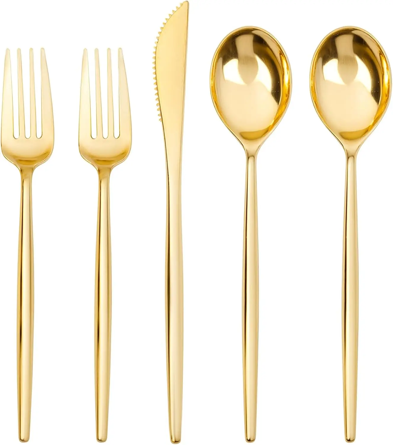 

300 Pcs Gold Plastic Cutlery Set, Disposable Utensils for Parties, Includes Forks Spoons Knives