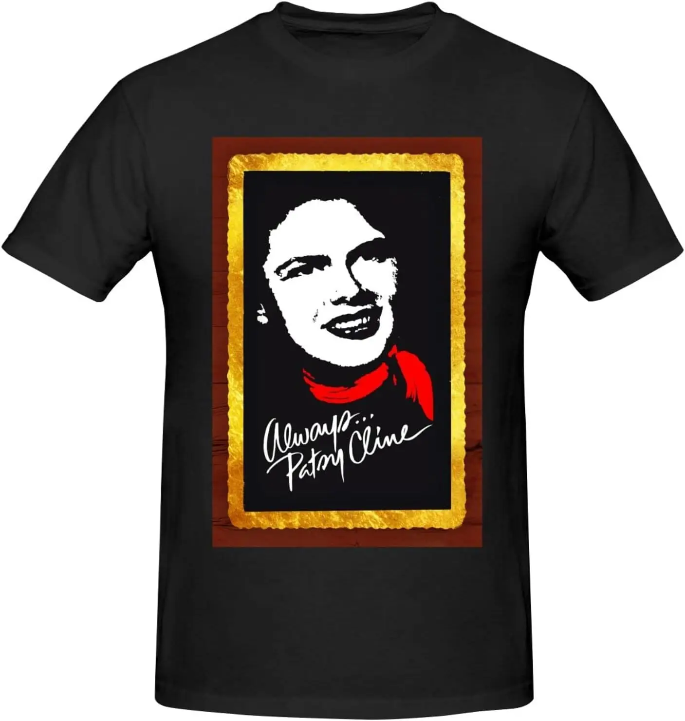 Patsy Cline Men's T-Shirts Summer Cooling Cotton Base Layer Short Sleeve Crewneck Tees Black