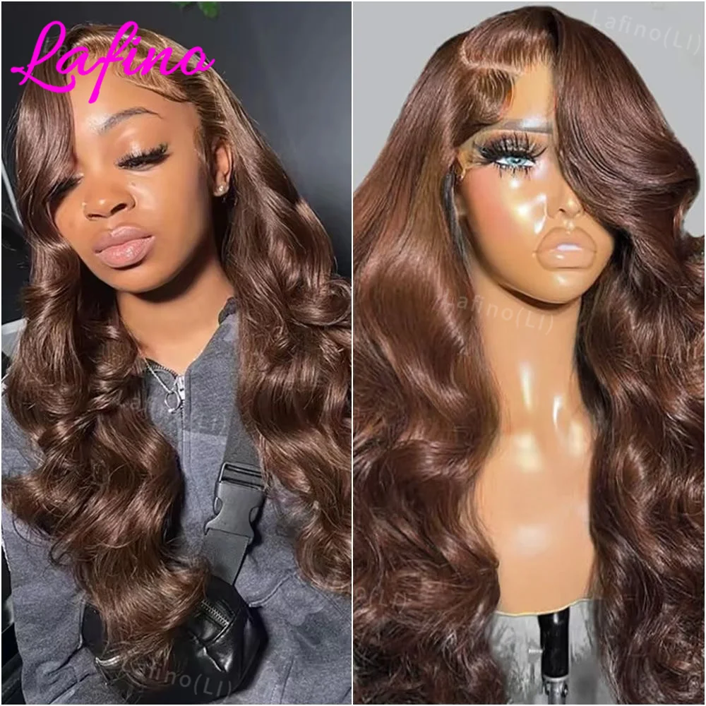 

13x4 Chocolate Brown Lace Front Wigs 13x6 Transparent Body Wave Hd Lace Frontal Wig 30 Inch Pre Plucked Colored Human Hair Wigs