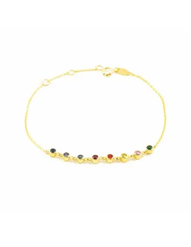 Bracelet yellow gold chaton 3 mm stones color (9kts)