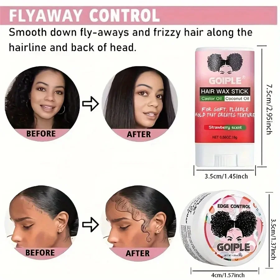 Smooth Styling Solid Hair Wax Stick, Edge Control Gel Wax for Styling Flyaways, Lace Wig Adhesive Remover for Front Closure Wigs