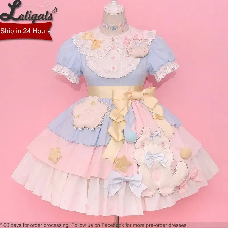 Candy Cat ~ Zoete Lolita-jurk met korte mouwen van Alice Girl ~ Instock