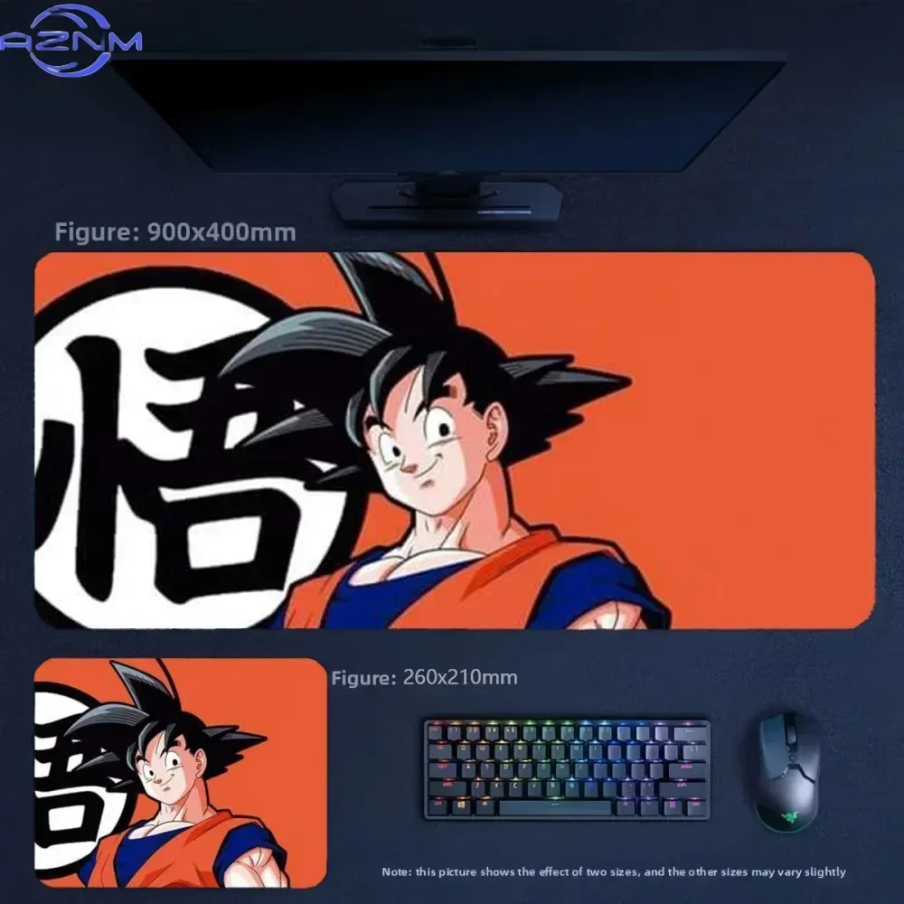 Anime Male Character Orange Background Large Mousepad, Rubber Base Extended Desk Mat, Non Slip Stitched Edge Pad for Gaming Offi
