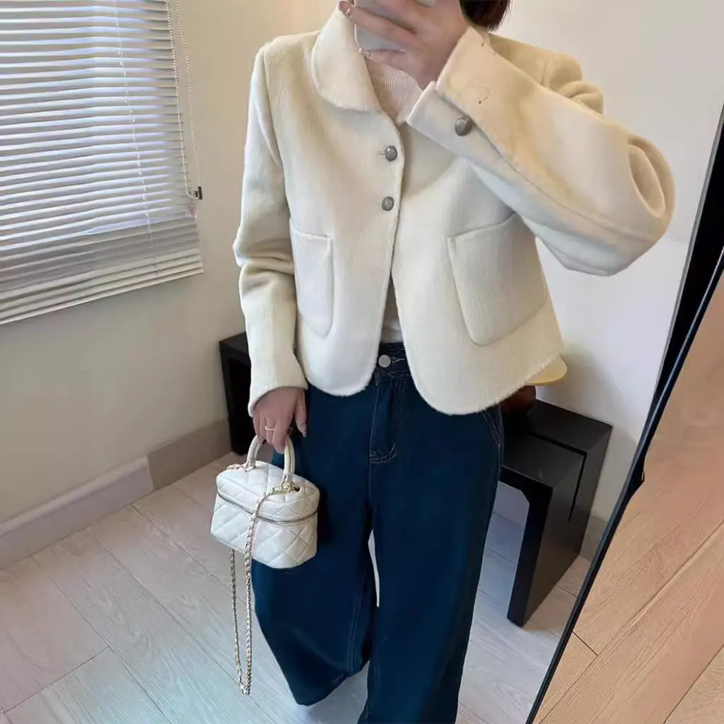 

Women's French-Style Short Wool Coat Petite Trendy Fashionable Age-Reducing Top for Autumn Winter