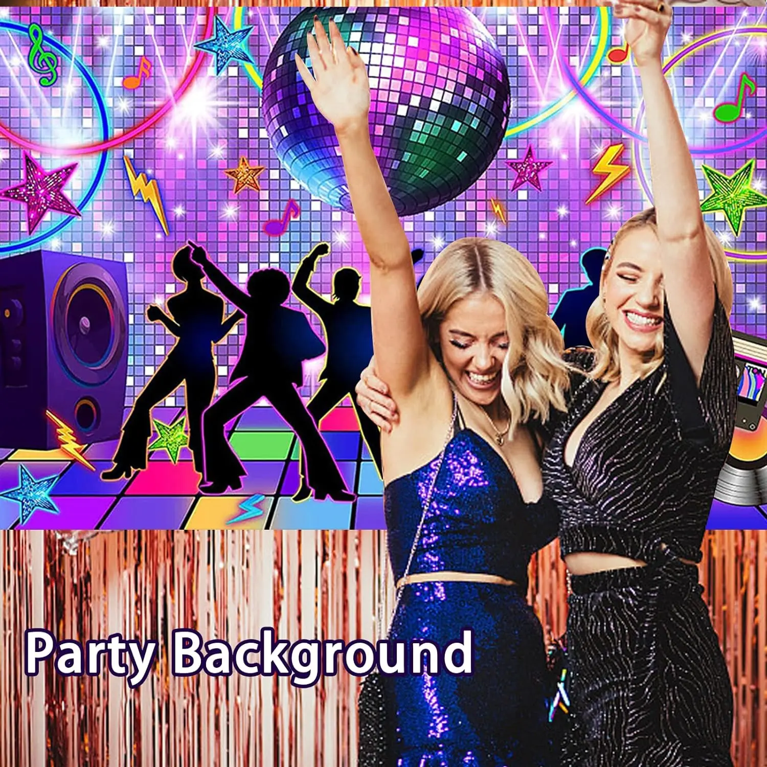 70s 80s 90s Disco Party Backdrop Retro Disco Birthday Photo Booth Background