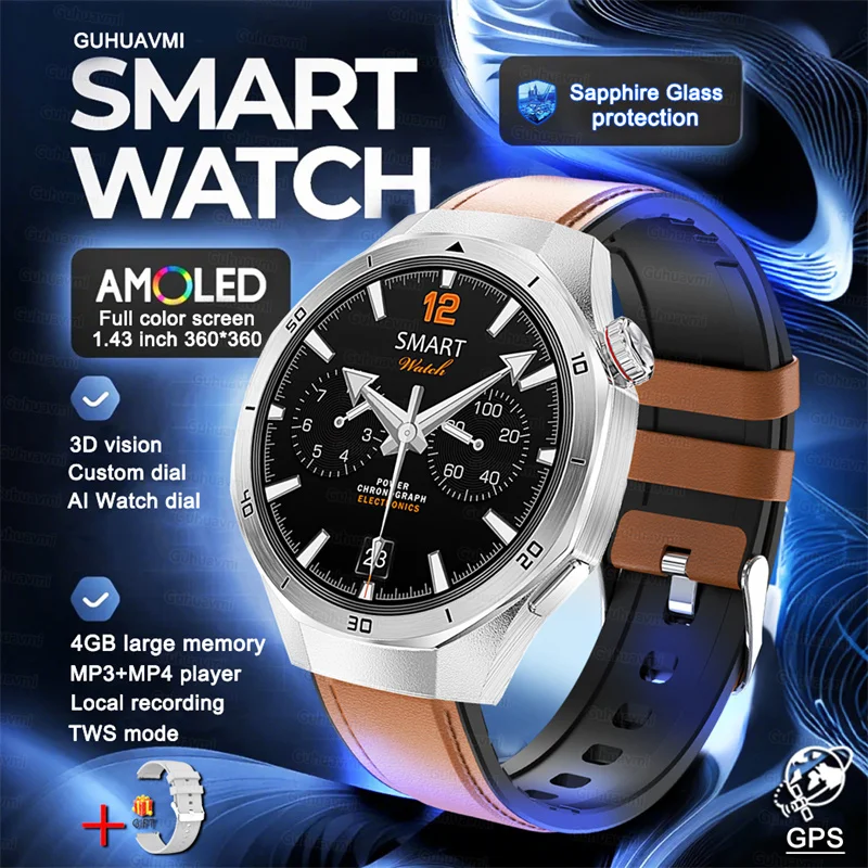 Smart Watch Men Outdoor Sport GPS 4GB Local Music Video Playback IP68 Blood oxygen Call Smartwatch For Android iOS