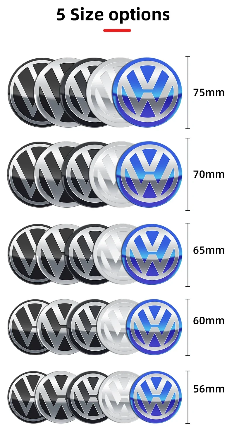 

4pcs 75mm Car Wheel Center Hub Sticker for VOLKSWAGEN Golf 5 6 7 Polo Passat Tiguan Bettle Bora Touran Jetta Santana