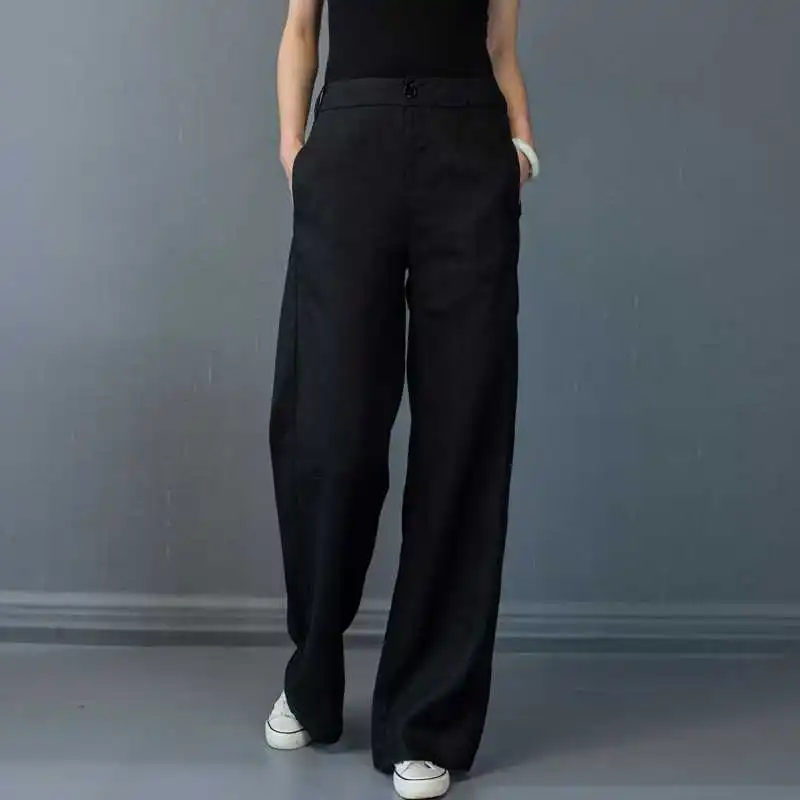 ใหม่ฤดูใบไม้ผลิและฤดูร้อนผ้าลินินผู้หญิงหลวม Slim Casual กางเกงตรง