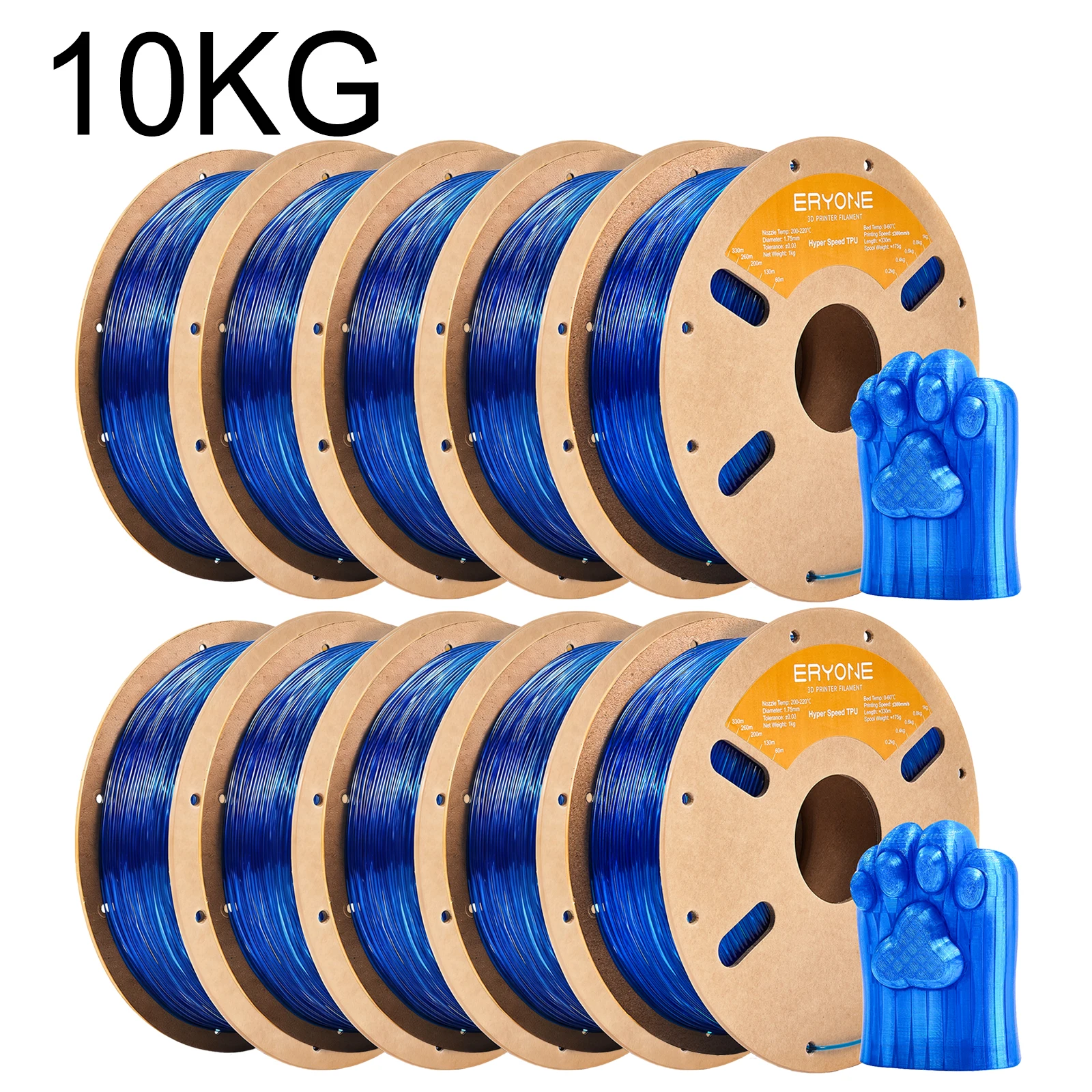 ERYONE 10KG High Speed TPU 95A 3D-printerfilament 1.75mm, snel printend flexibel filament, slijtvast 1kg spoel