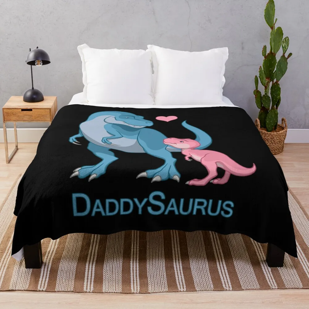 DaddySaurus Father and Baby Girl T-Rex Dinosaurs Throw Blanket Luxury Designer Giant Sofa Sofa Blankets