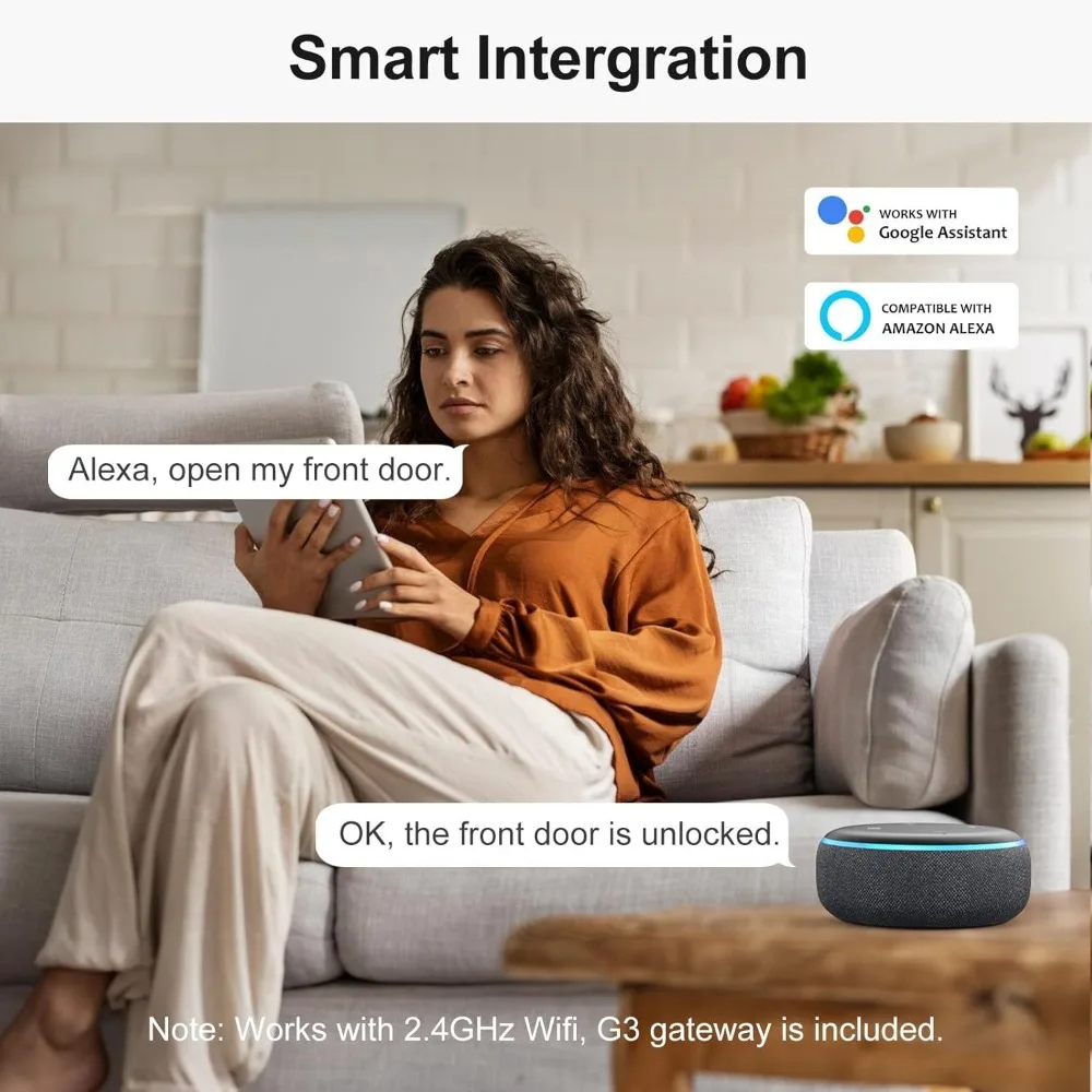 Smart WiFi Lock for Front Door: SMONET Fingerprint Keypad Lock with Handle - Keyless Entry Door Lock Compatible with Alexa Easy